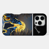 De wolfsgehuil bereikt volle maan iPhone hoesje (Achterkant horizontaal)