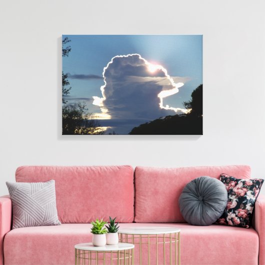 de wolk van de onderkant blokkeert de zon canvas afdruk (Insitu (Woonkamer))