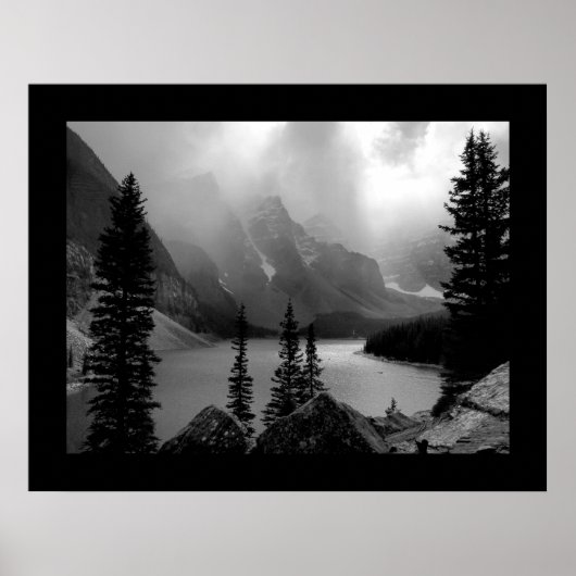 De wolken barsten zwart-wit (met grenzen) poster (Voorkant)