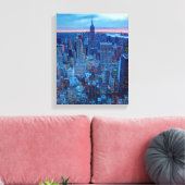De wolkenkrabbers van Manhattan zijn verlicht Canvas Afdruk (Insitu (Woonkamer))