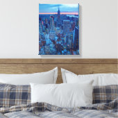 De wolkenkrabbers van Manhattan zijn verlicht Canvas Afdruk (Insitu (Slaapkamer))