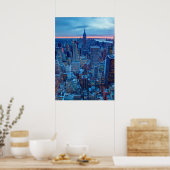 De wolkenkrabbers van Manhattan zijn verlicht Poster (Keuken)