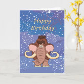 De wollige MammoetKaart van de Verjaardag Kaart (Gele Bloem)