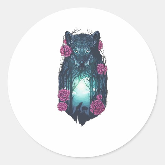 De Wolven lopen met de Wolven Ronde Sticker (Voorkant)