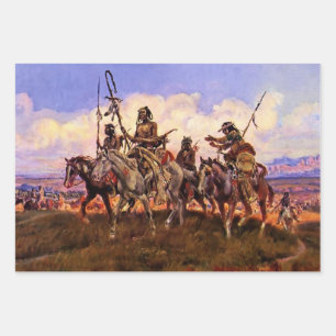 “De wolvenmannen” door Charles M Russell Inpakpapier Vel