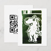 De Wonder Dog linoleumsnede RSVP Kaartje (Voorkant / Achterkant)