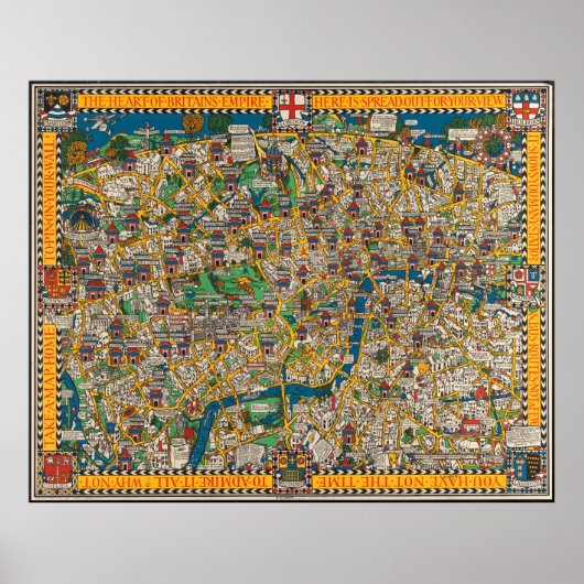 De Wonderground-kaart van de stad Londen Poster (Voorkant)