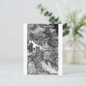 de woning; afbeelding van pen en inkt briefkaart (Staand voorkant)