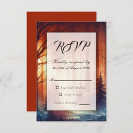 De Woodland Spell van Falling Leaves Wedding RSVP Kaartje