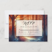 De Woodland Spell van Falling Leaves Wedding RSVP Kaartje (Voorkant)