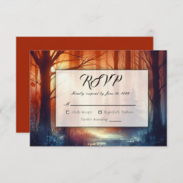 De Woodland Spell van Falling Leaves Wedding RSVP Kaartje