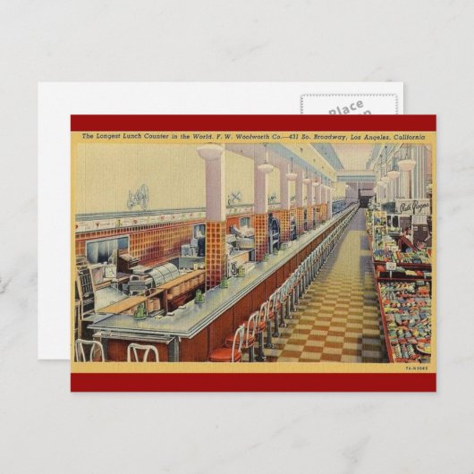 De  Woolworth's Lunch Counter Briefkaart van 1950 (Voorkant / Achterkant)