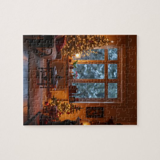 De woonkamer van Kerstmis Legpuzzel (Horizontaal)