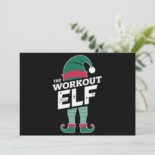 De Workout Elf Groep Matching Familie Kerst Feestdagenkaart (Staand voorkant)