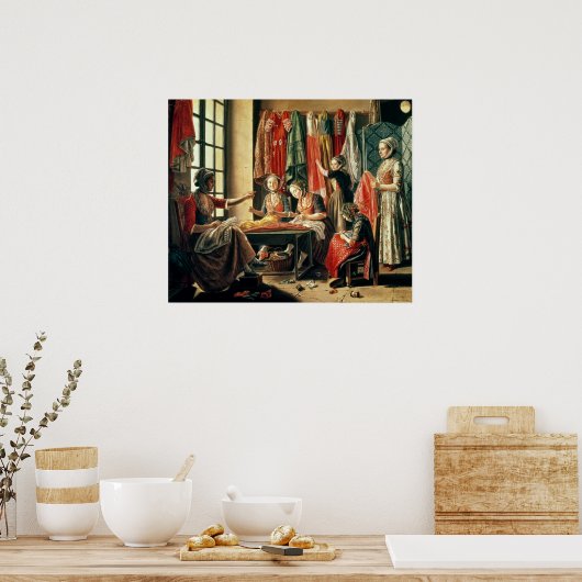 De workshop van de couturier, Arles, 1760 Poster (Keuken)