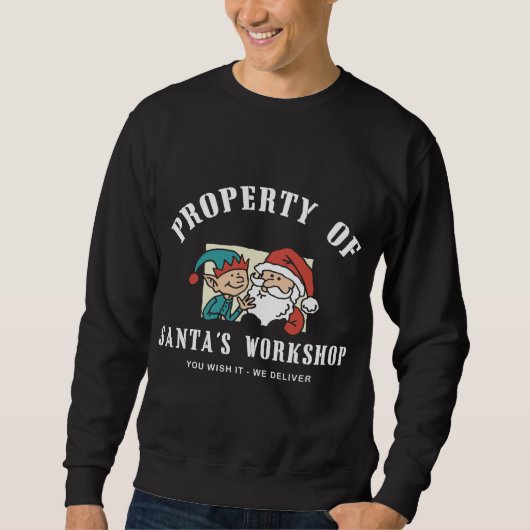 De workshop van de Kerstman over donkere Sweatshir Trui (Voorkant)