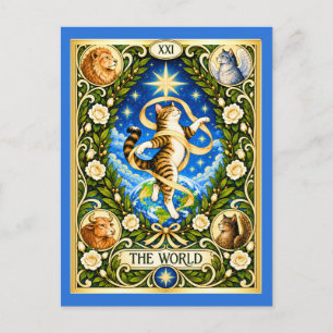 De World Cat Tarot - Voltooiing en Geheelheid Briefkaart