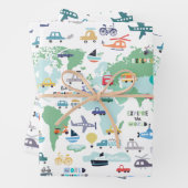 De World Little Explorer-voertuigen reizen Inpakpapier Vel (In situ)