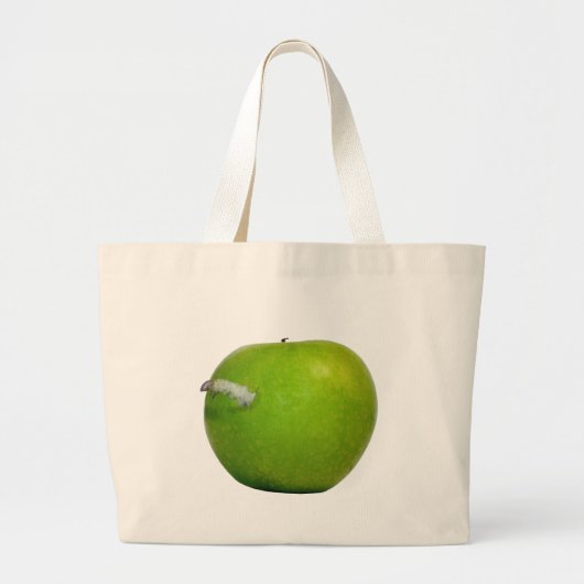 De worm in de appel grote tote bag (Voorkant)