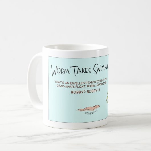 De wormzwemles koffiemok (Voorkant links)