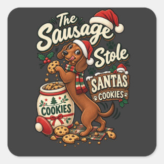 De Worst Stole Santa's Koekjes Dachshund Christus Vierkante Sticker