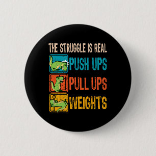 De worsteling is echt grappig T-rex Gym Work Out F Ronde Button 5,7 Cm