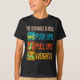 De worsteling is echt grappig T-rex Gym Work Out F T-shirt