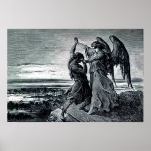 De Worstelingen van Jacob met de Engel (Gen. 32:24 Poster