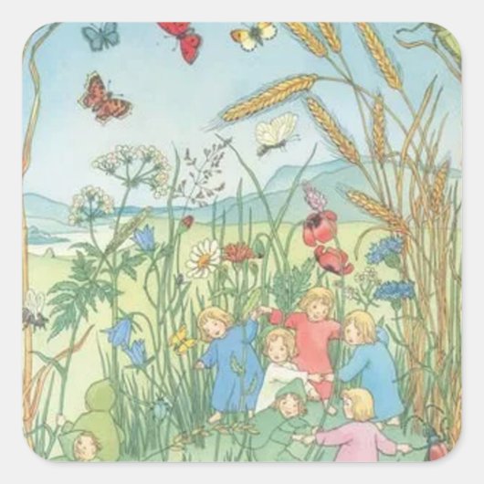 De Wortel Kinderen Sibylle von Olfers Vierkante Sticker (Voorkant)