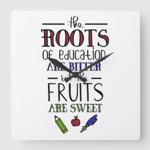 de wortels van onderwijs zijn bitter leraren citaa vierkante klok