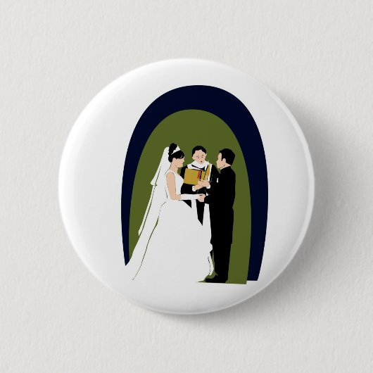 De Woten, de Bride, de Groom en de Ambtenaar Ronde Button 5,7 Cm (Voorkant)
