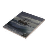 De wrede zee - Schip onder zeil Tegeltje (Zijkant)