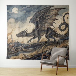 De Wyvern Boven Gevallen Ridders Wandkleed