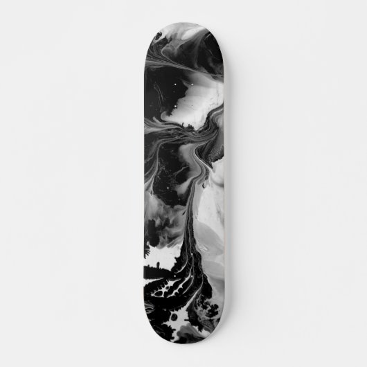 DE YIN & DE YANG (zwarte & witte abstracte kunst) Skateboard (Voorkant)