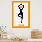 De Yoga-boom stelt zwart, oranje gebruik voor Poster (Keuken)