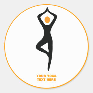 De Yoga-boom stelt zwart, oranje gebruik voor Ronde Sticker