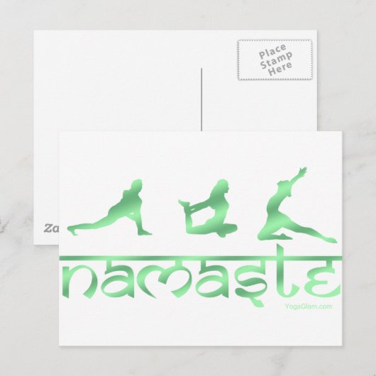 De yoga van Namaste stelt groen Briefkaart (Voorkant / Achterkant)