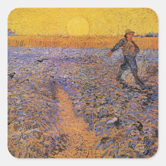 De Zaaier door Vincent van Gogh Vierkante Sticker (Voorkant)