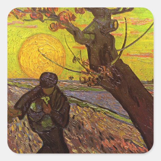 De Zaaier door Vincent van Gogh Vierkante Sticker (Voorkant)