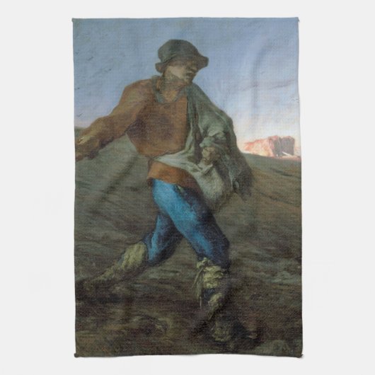 De zaaier, Jean-Francois Millet Theedoek (Verticaal)