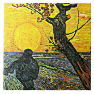 De zaaier, kunstschilderij van Vincent van Gogh Tegeltje