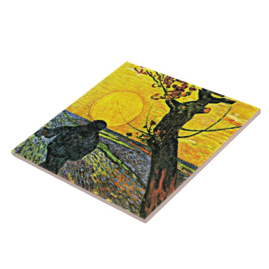 De zaaier, kunstschilderij van Vincent van Gogh Tegeltje (Zijkant)