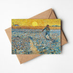 De zaaier | Vincent van Gogh Kaart<br><div class="desc">De zaaier (1888) van Vincent van Gogh is een krachtig post-impressionistisch schilderij dat een boer voorstelt die zaden zaait in een uitgestrekt veld onder een stralende gele hemel. Het kunstwerk weerspiegelt Van Goghs bewondering voor landarbeid en zijn fascinatie voor de cyclussen van de natuur. Het levendige kleurenpalet van goudgeel, diepblauw...</div>
