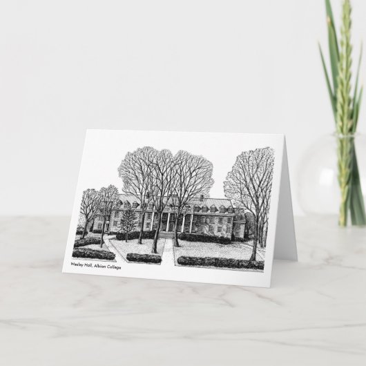 De Zaal van Wesley, Universiteit Albion, notecard Kaart (Voorkant)