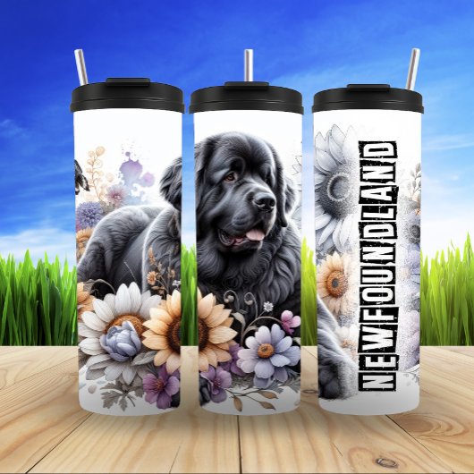 De zachte bloemenrust van Newfoundland Thermosbeker