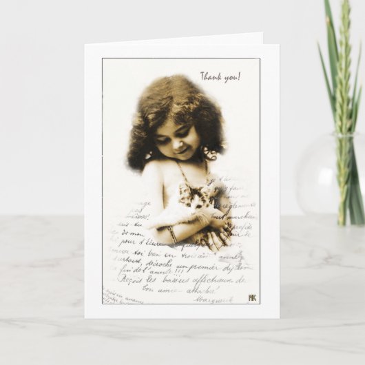 De zachte Omhelzing van het Katje dankt u kaardt Bedankkaart (Voorkant)