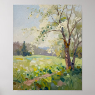 De zachte ontwaking van de lente: zonlicht filtere poster