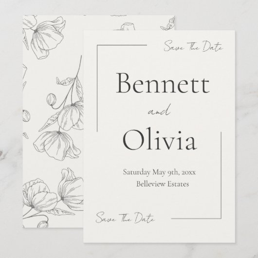 De zachte seizoensbruiloft bespaart de datum save the date (Voorkant / Achterkant)