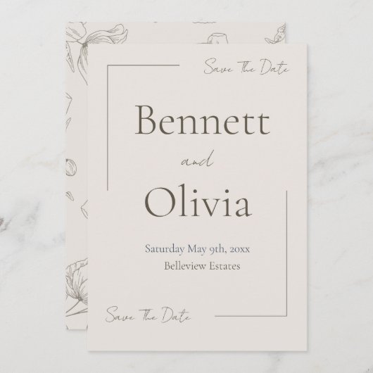 De zachte seizoensbruiloft bespaart de datum save the date (Voorkant / Achterkant)