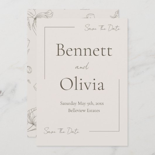 De zachte seizoensbruiloft bespaart de datum save the date (Voorkant / Achterkant)